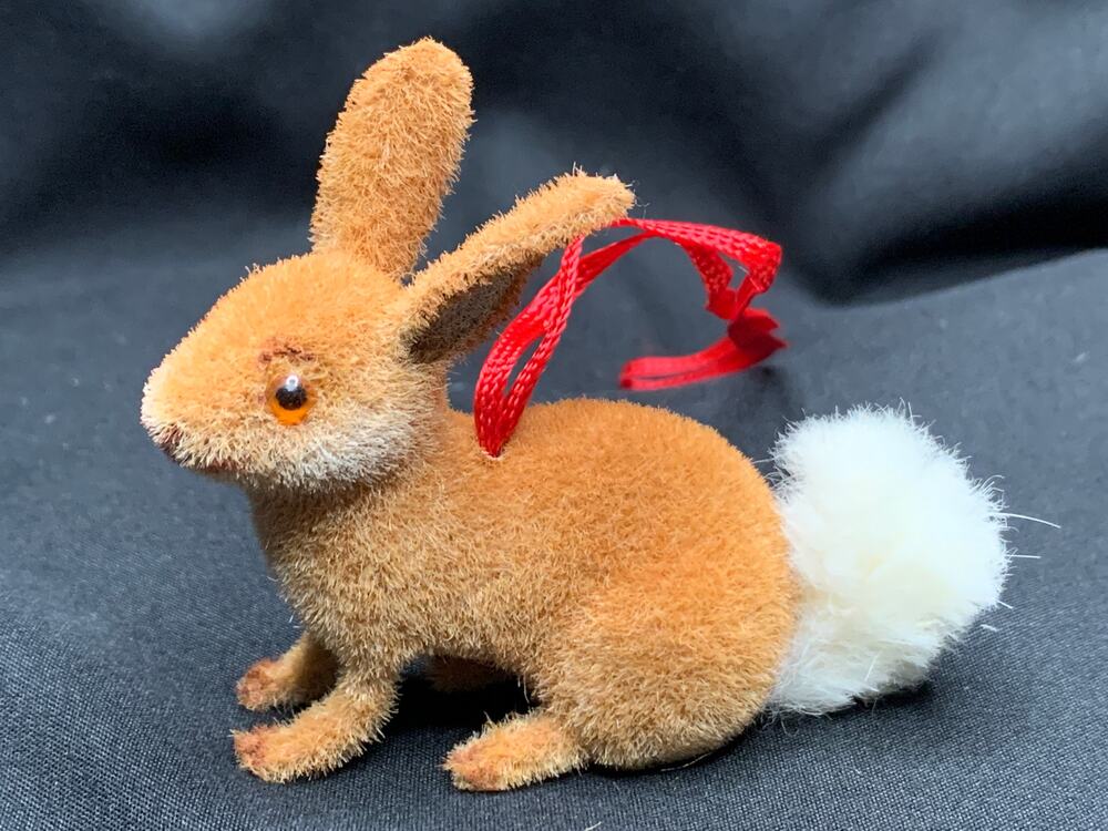 Vintage Wagner Kunstlerschutz Flocked Rabbit Bunny West Germany Ornament